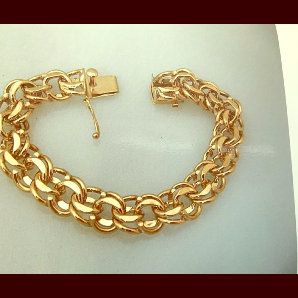 14k gold charm link bracelet